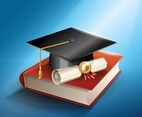 Realistic Graduation Cap and Diploma Concept