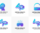 VR Virtual Reality Technology Simple Gradient Logo Set