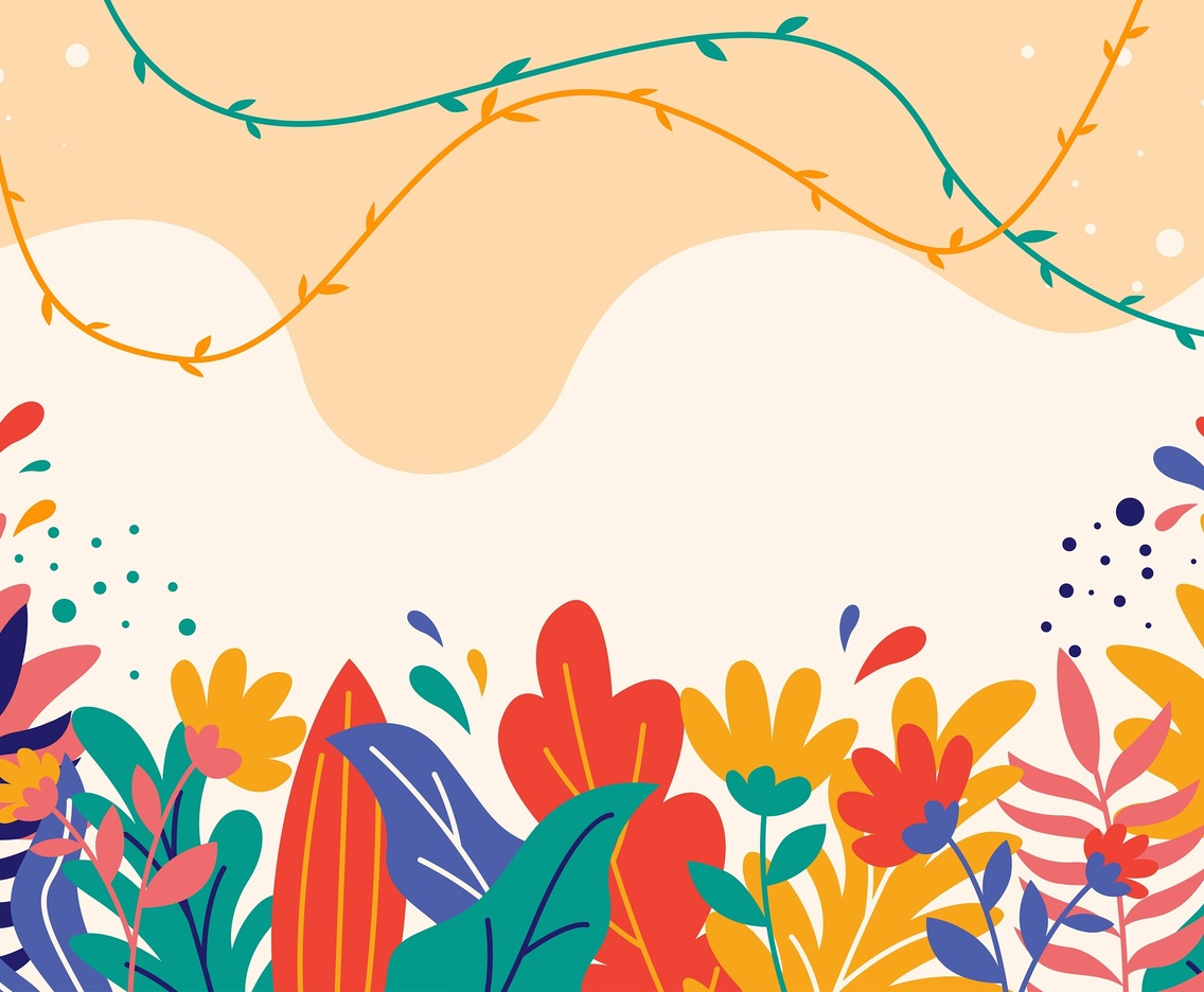 Floral Background in Flat Design Style