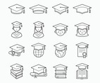 Simple Line Graduation Hat Icon