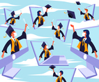 Online Celebrating Graduation Flat Illustration Design