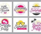 Summer Lettering Typography Set Template