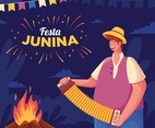 Festa Junina with Bonfire and Musical Instruments