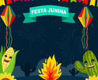 Festa Junina With Night Background