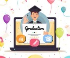 Man Hold His Certificate Graduate Online Education Concept