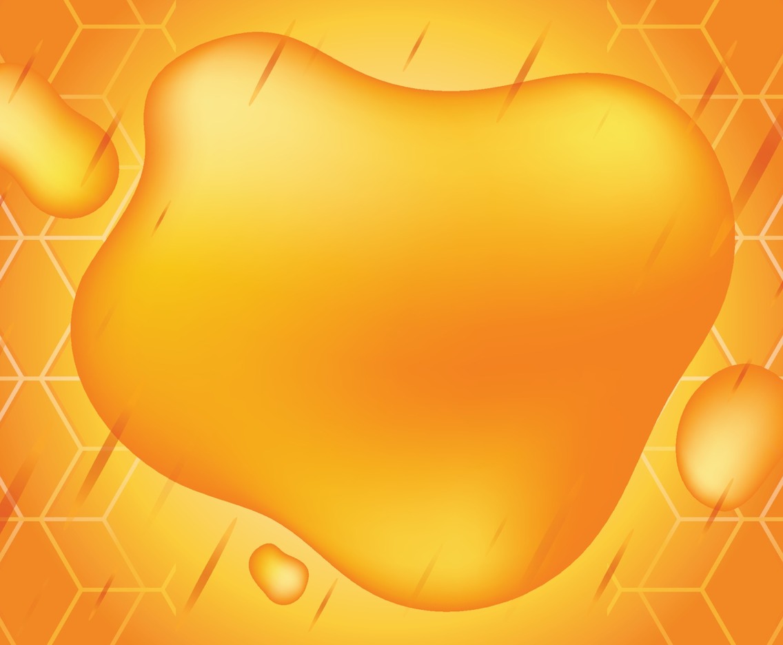 Yellow Liquid with Geometric Honeycomb Background