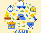 Summer Camp Hiking Icon Set