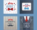 Set of Fathers Day Greeting Card With Father Element