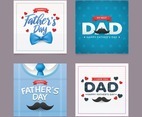 Set of Fathers Day Greeting Card With Bow Tie And Mustache