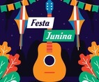 Festa Junina with Guitar and Kite Background Concept