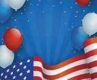 USA Independence Day Background With Ballon And Flag