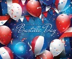 Happy Bastille Day with Balloons and Confetti