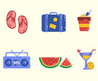 Summer Vacation Elements Icon Set