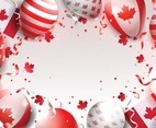 Canada Day Background with Balloons and Confetti