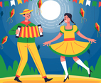 A Couple Dance and Sing in Festa Junina Night