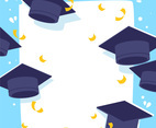 Graduation Hat Background With Yellow Confetti