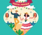 Man and Woman Dance in Festa Junina Festival Concept