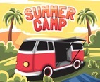 Summer Camp Background with Van