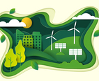 Paper Cut Green Technology Illustration
