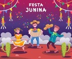 Happy People in Festa Junina Celebration