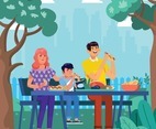 Family Take a Picnic Time Together Concept