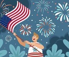 Fourth of July American Flag Illustration Design