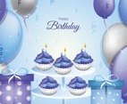 Happy Birthday Blue and Purple Background Template