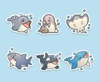 Set of Cute Cartoon Ocean Animal Sticker