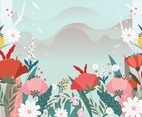 Beautiful Flowers Background with Blue Color