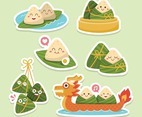 Cute Chinese Rice Dumpling for Dragon Boat Festival Stickers