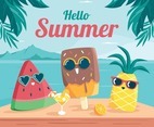 Hello Summer with Cute Food Characters
