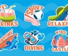 Set of Stickers for Summer at the Beach