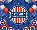 4th of July Independence Day Festivity Concept with Balloons and Paper Ornaments Composition