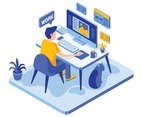 Man Working From Home in Isometric Style