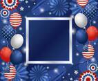 4th of July Independence Day Festivity Background with Balloons and Paper Ornaments Composition