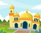 Flat Eid Mubarak Beautiful Mosque