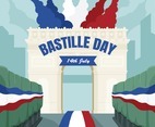 Bastille Day 14th July at Arc de Triomphe Illustration