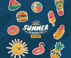Cute Summer Elements Sticker Set With White Stroke