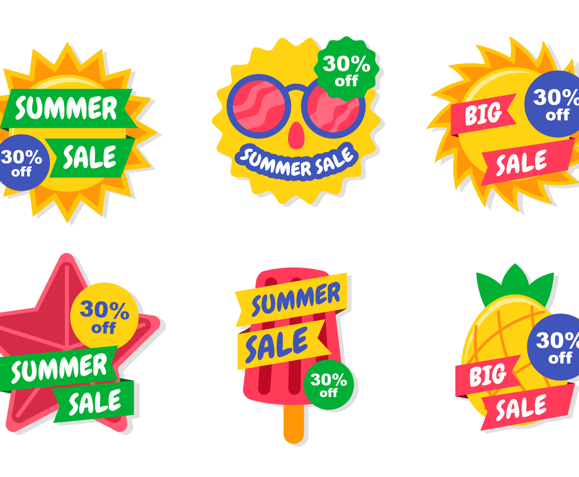 Set of Summer Sale Promotion Badges