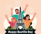 Happy Bastille Day in Flat Style