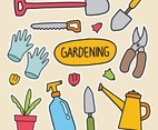 Hand Drawn Gardening Elements Sticker Collection