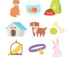 Set of Pet Animals and Pet Care