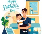 Father Carry Son to Sleep at Home During Happy Fathers Day Holiday Concept