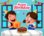 Kids Birthday Gift Celebration Party Illustration