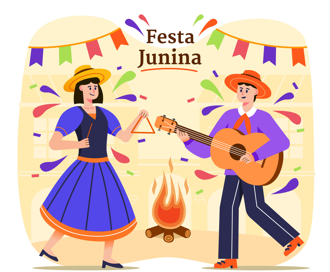 Festa Junina Brazil Festival Couple Dancing Illustration