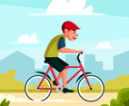 A Man Cycling Outdoor Activity Illustration