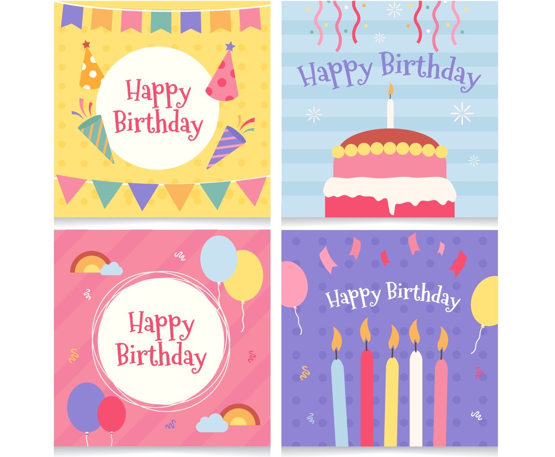 Set of birthday card collection