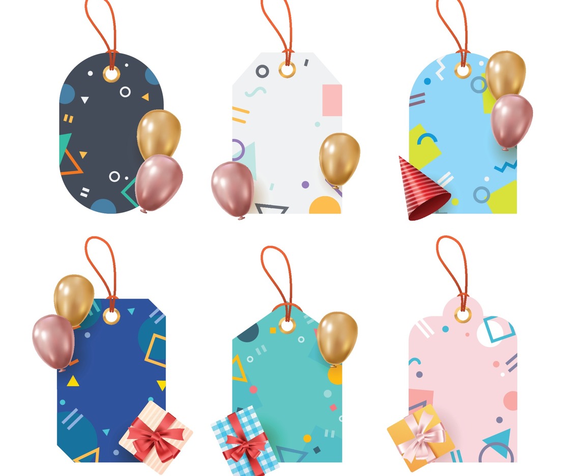 Set of Birthday Gift Tag Template