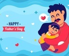 Cartoon Father and Daughter celebrated fahters day