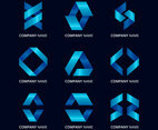 Gradient Blue Ribbon Logo Element Collection